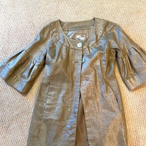 Metallic linen jacket 3/4 length